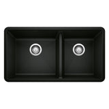 Precis SILGRANIT 33-in 60/40 Double Bowl Undermount Kitchen Sink, Coal Black E2Y1 - product image 1