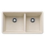 Precis SILGRANIT 33-in 60/40 Double Bowl Undermount Kitchen Sink, Soft White B1V2 - product image 1