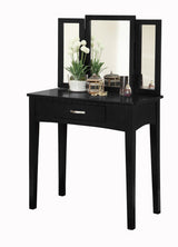 Lynn 1-Drawer Black Dressing Table Makeup Vanity Set with Stool and Mirror V5A1 - product image 2