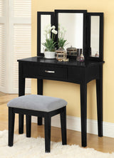 Lynn 1-Drawer Black Dressing Table Makeup Vanity Set with Stool and Mirror V5A1 - product image 4