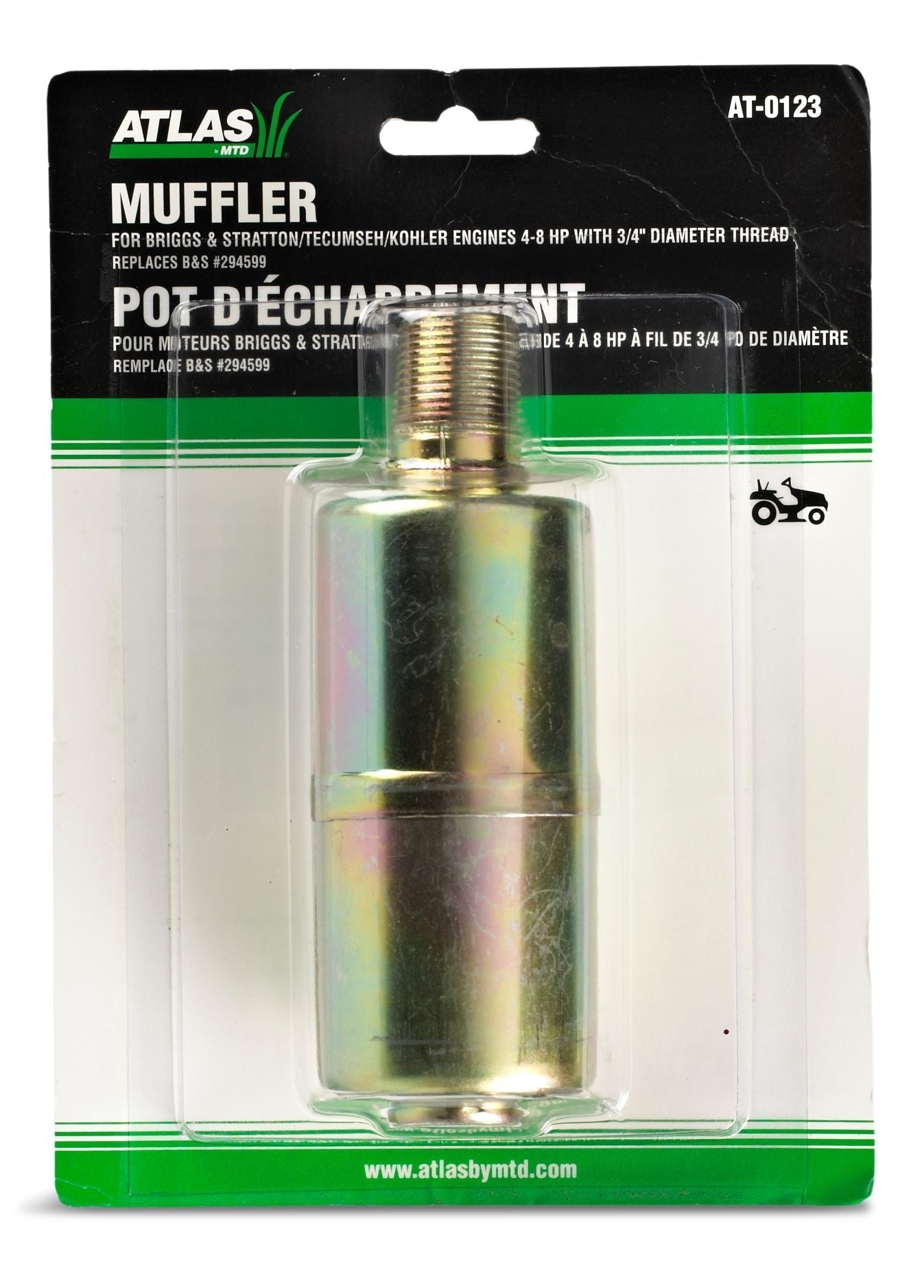 & Stratton Lawn Mower 4-8 HP Engine Muffler, For Engines with 3/4" Thread Z8R9 - product image 1