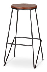 Axel Round Metal & Solid Wood Top Counter Stool Armless Backless, Black/Brown P3P2 - product image 1