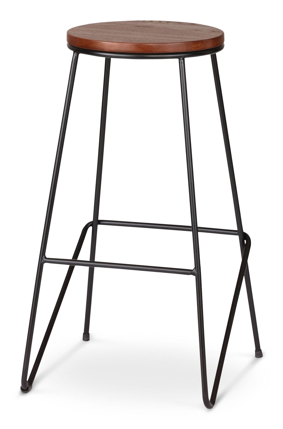 Axel Round Metal & Solid Wood Top Counter Stool Armless Backless, Black/Brown P3P2 - product image 1