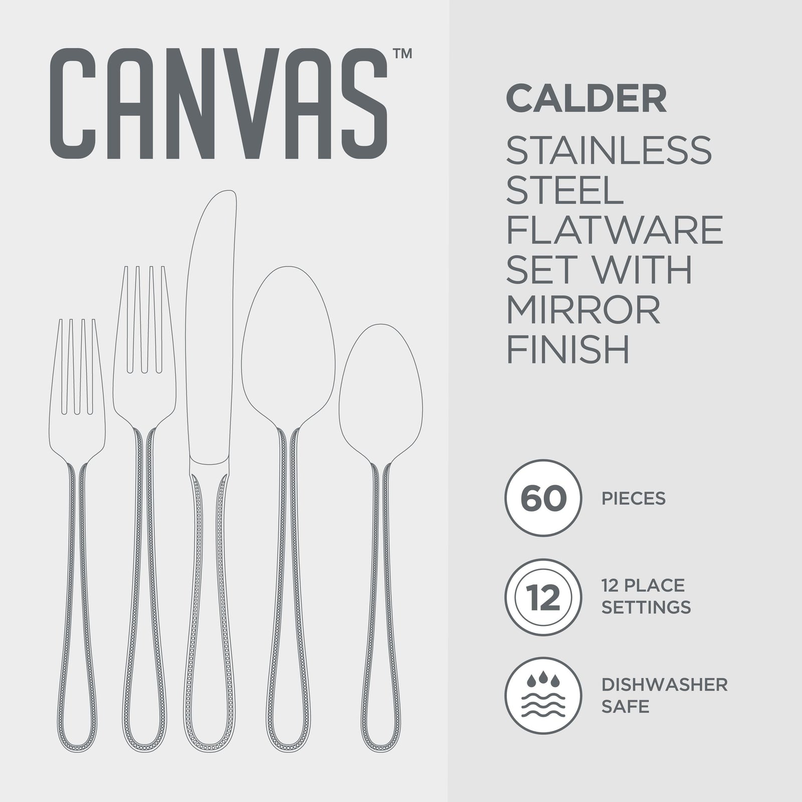 Beaded Edge Flatware Set, Serves 12, 60-pc B0H3 - product image 1