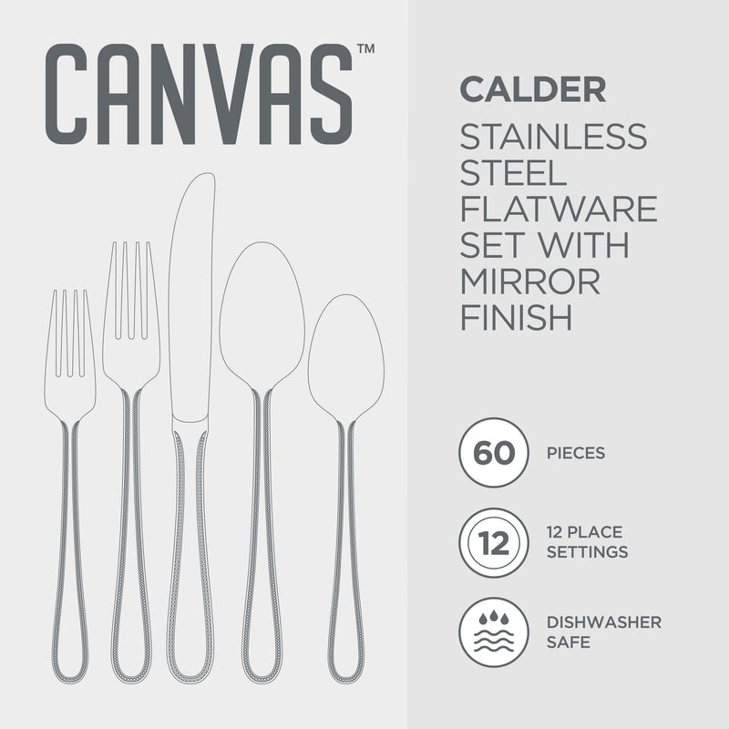 Beaded Edge Flatware Set, Serves 12, 60-pc B0H3