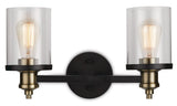 Calliet 2-Light Vanity Light, Matte Black/Brass X5V3 - product image 1