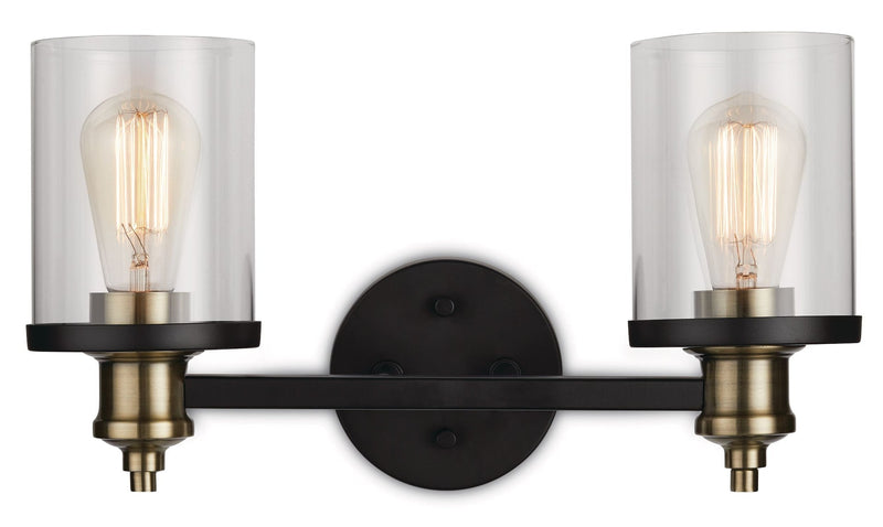 Calliet 2-Light Vanity Light, Matte Black/Brass X5V3