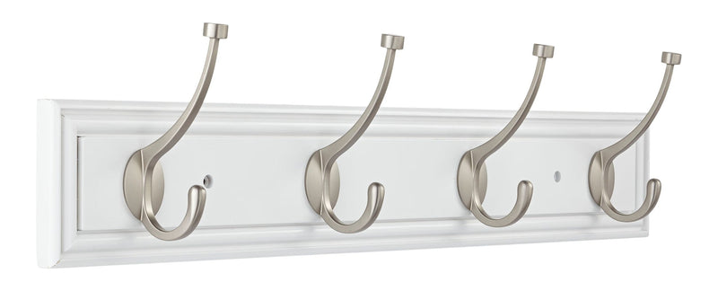 Galena Stainless Steel 4-Hook Pill Top Rail, White/Silver, 27-in W5X1