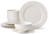 Highbury Ribbed New Bone Dinnerware Set, Serves 4, 12-pc, White J2K4 - product image 1