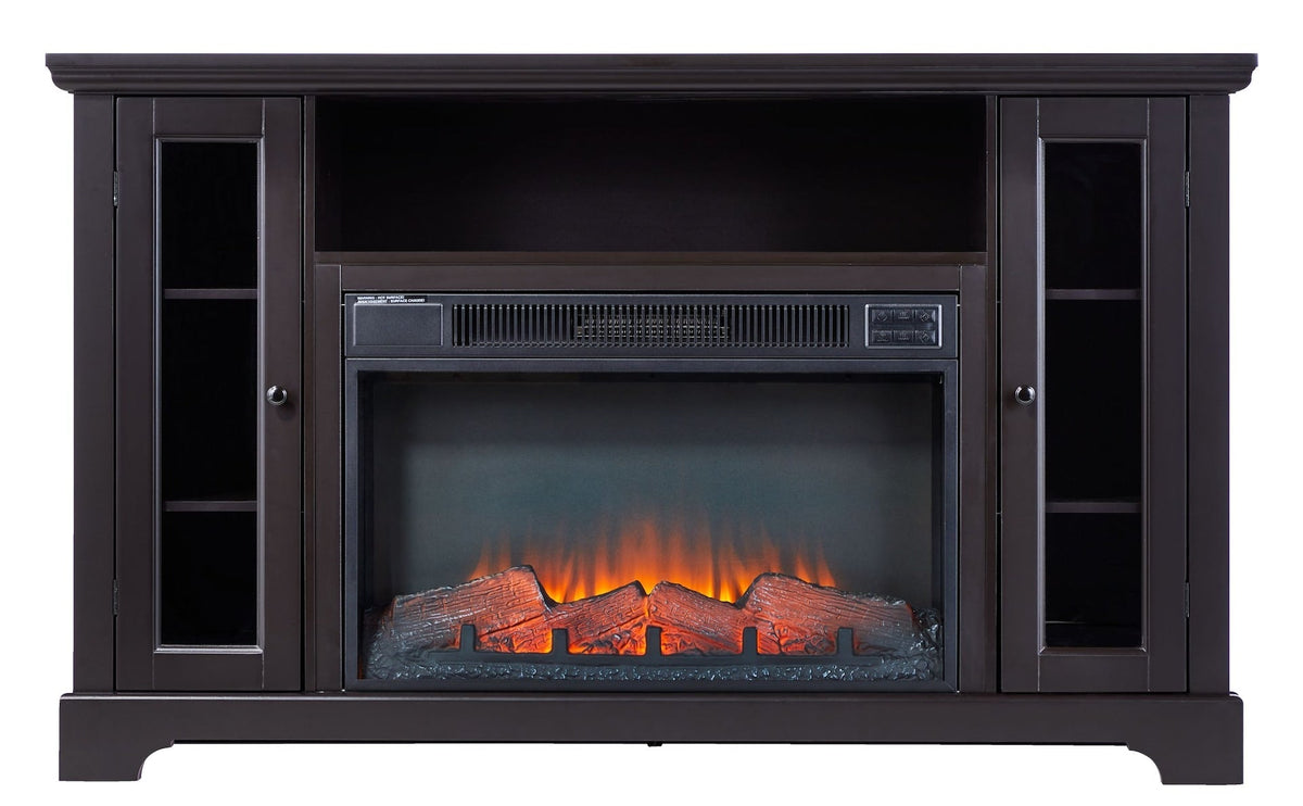 Kingwood Media Electric Fireplace TV Stand, 57-in, 1500W, Includes Remote Control, Brown Y1W3 - product image 1