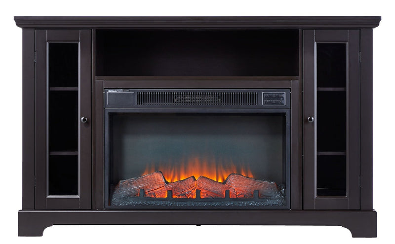 Kingwood Media Electric Fireplace TV Stand, 57-in, 1500W, Includes Remote Control, Brown Y1W3