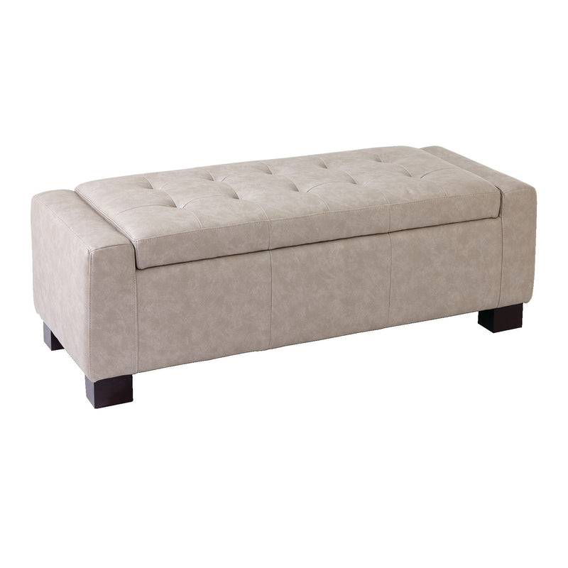 Louisa Upholstered Hinge-Top Storage Ottoman/Bench With Padded Seat, Light Grey A0Z6