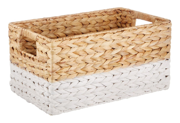 Lucy Rectangular Woven Natural Material Storage Basket, 13 x 8.6 x 7-in Y0D2