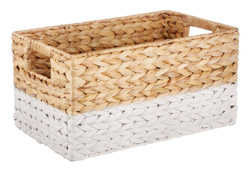 Lucy Rectangular Woven Natural Material Storage Basket, 13 x 8.6 x 7-in Y0D2