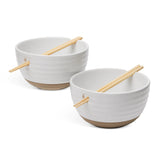 Noodle Bowl with Chopsticks Set, Serves 2, 4-pc, White G1F0 - product image 1