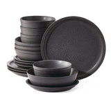 Varennes Stoneware Dinnerware Set, Serves 4, 16-pc, Black Reactive Glaze E5S1 - product image 1