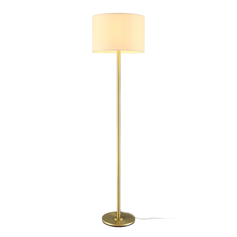 White Drum Shade Floor Lamp, 16-in, Metallic Gold/Matte Brass W8R0