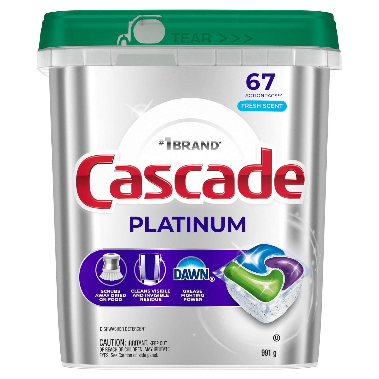 Platinum ActionPacs Dishwasher Detergent Pods, Fresh, 67 Count H6H1 - product image 1
