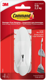 Large Wire Hook with Adhesive Strips, White, 5-lbs, 1 Strip per Pack T1C8 - product image 1