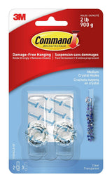 Medium Decorative Crystal Hooks with Adhesive Strips, Clear, 2-lbs, 2 Strips per Pack R0S5 - product image 1