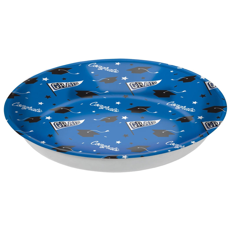 Grad" Round Plastic Reusable Serving Bowl, Blue, 14-in, for Graduation I6D2