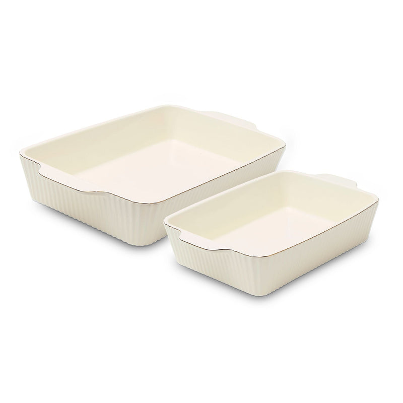 Kitchen Dishwasher Safe Cream Nested Baking Dish Set, 2-pc J5I8
