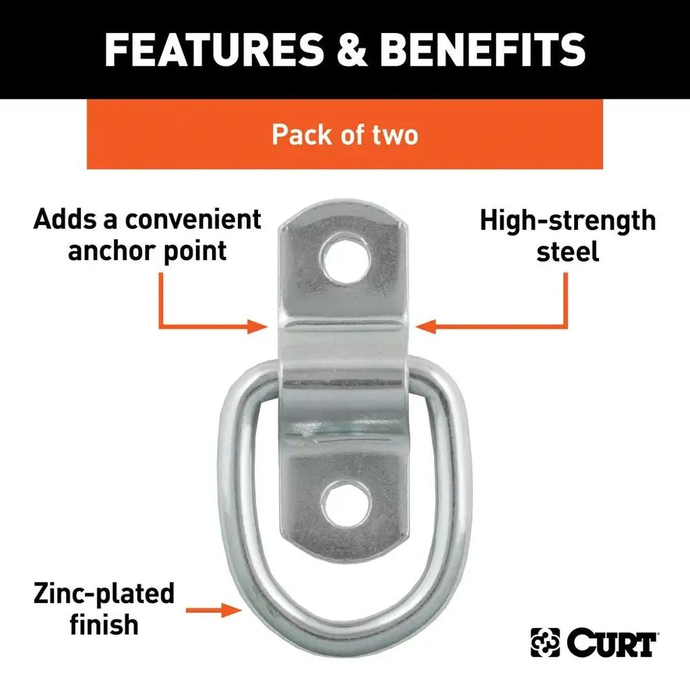 1-in x 1-1/4-in Surface-Mounted Tie-Down D-Rings, 1200-lb, 2-pk X2S1 - product image 6