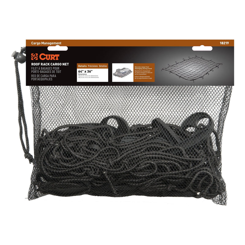 18219 Elastic Cargo Net with Hooks for Extended Roof Basket, 64 x 36-in U9F9