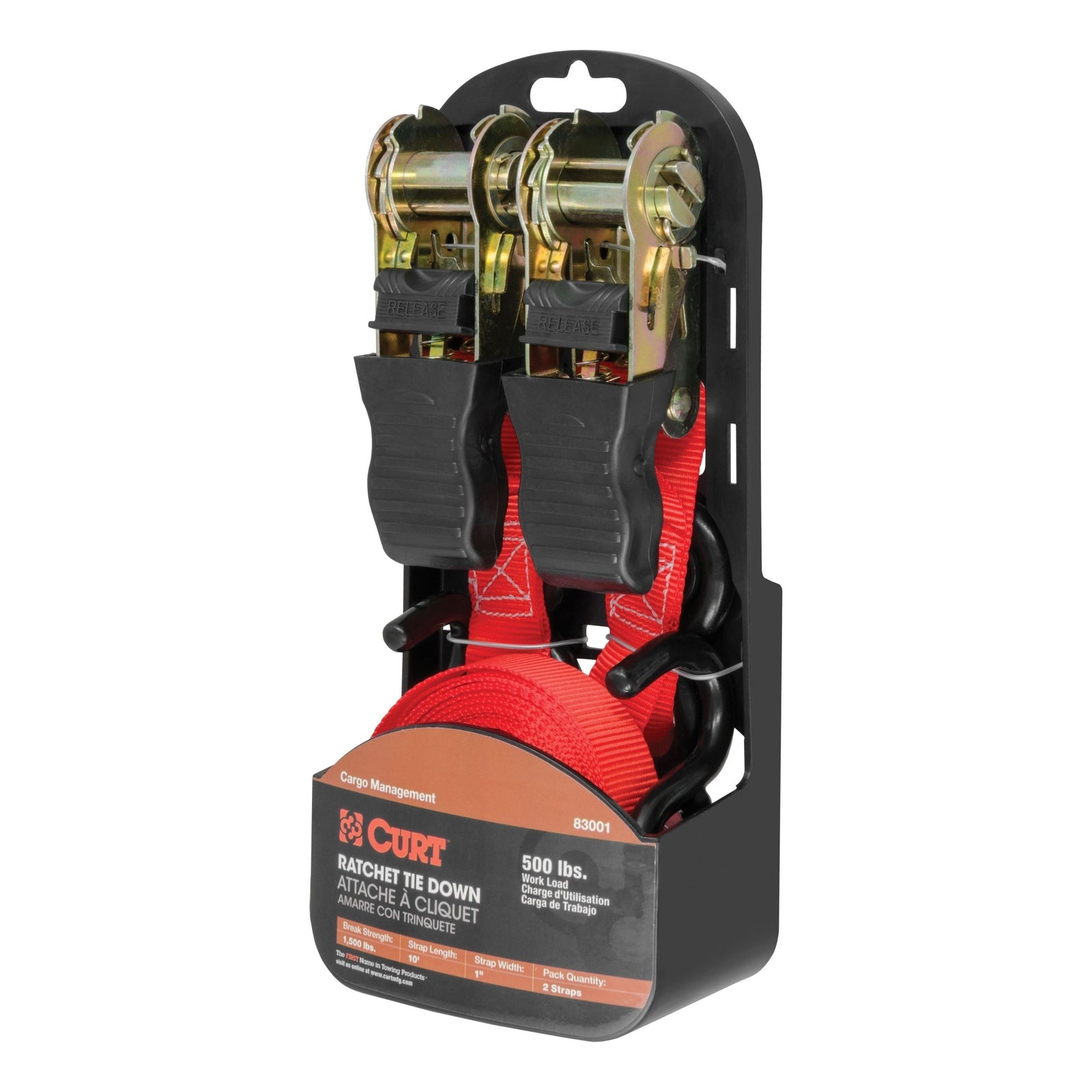 83001 10-ft Red Cargo Straps with S-Hooks (500-lb, 2-pk) U0T3 - product image 2