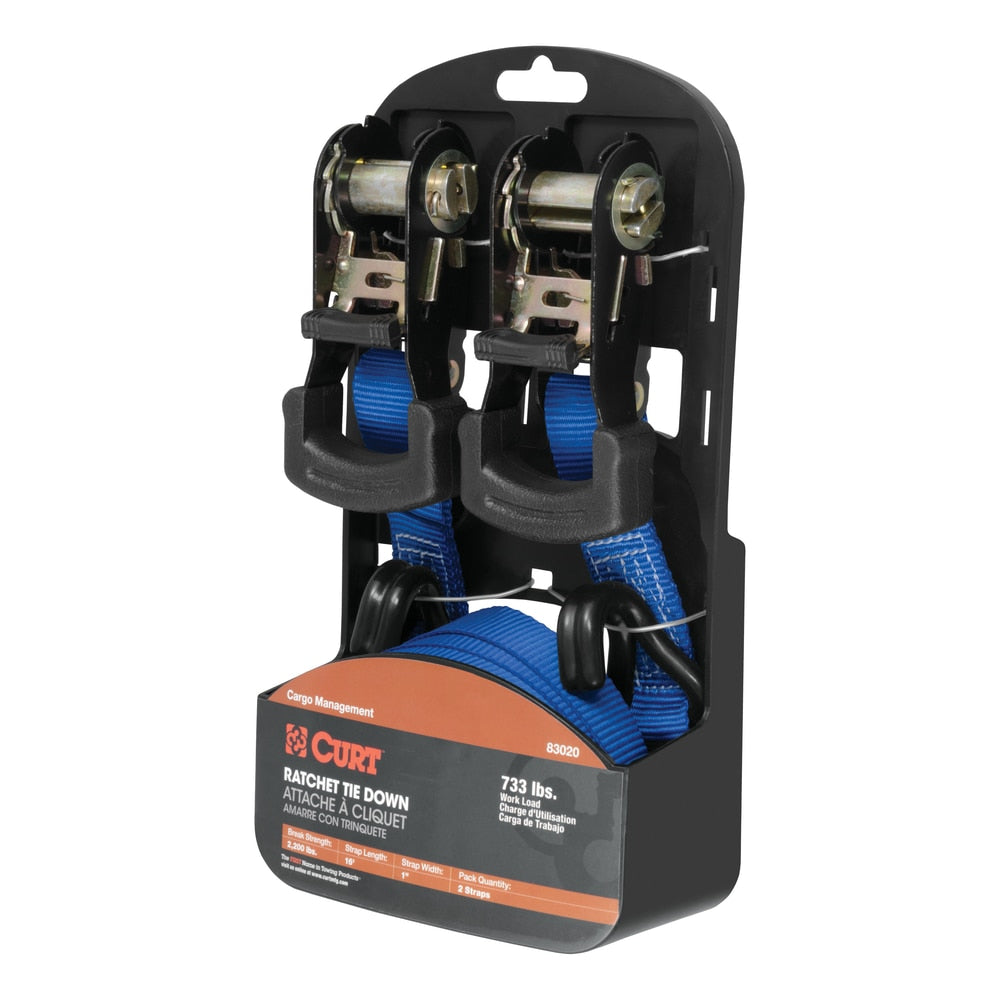 83020 Cargo Straps with J-Hooks, Blue, 733-lb, 16-ft, 2-pk Z7K3 - product image 2
