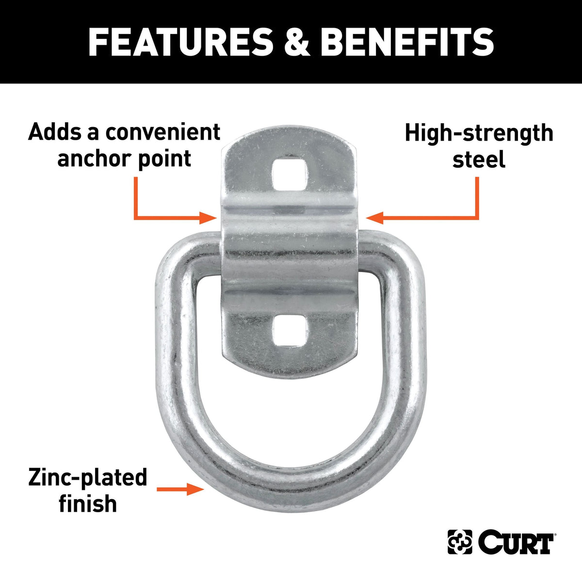 83742 3-in x 3-in Surface-Mounted Tie-Down D-Ring (3600-lb, Clear Zinc) Z7X6 - product image 3