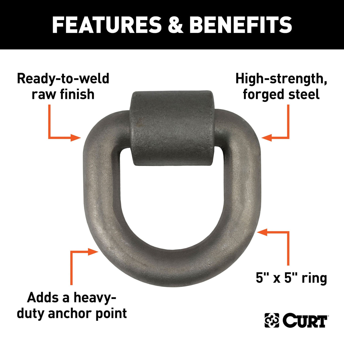 83770 3 x 3-in Weld-On Tie-Down D-Ring (15,587 lbs, Raw Steel) E7T9 - product image 3