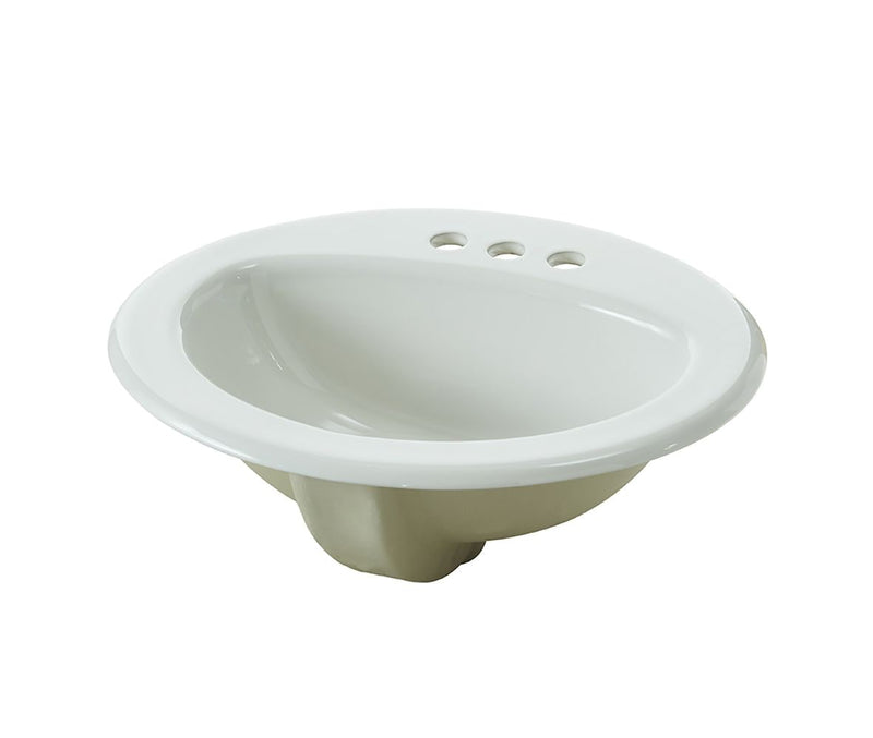 Oval Drop-In Bathroom Sink, White, 4-in Centre, 20-in x 17-in T1G5