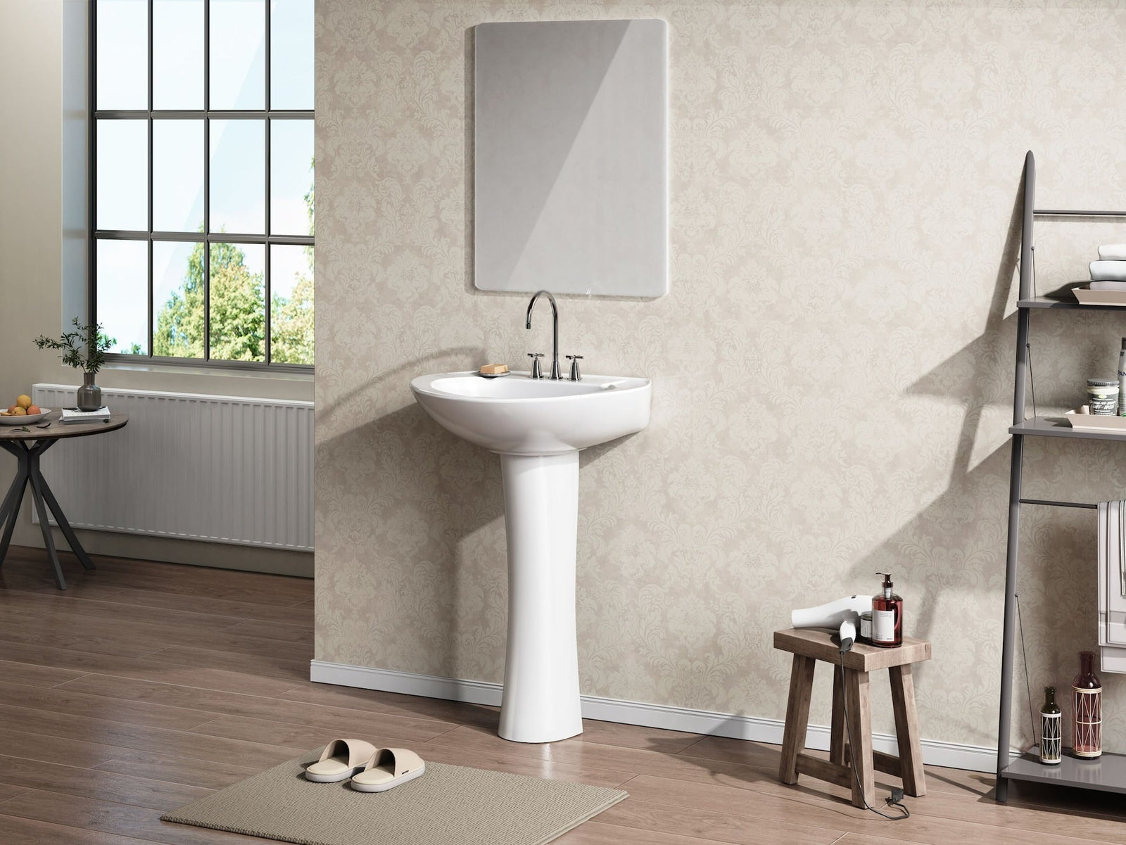 Pedestal Sink with Leg, White, 22.64 x 18 x 33.66-in U9J5 - product image 2