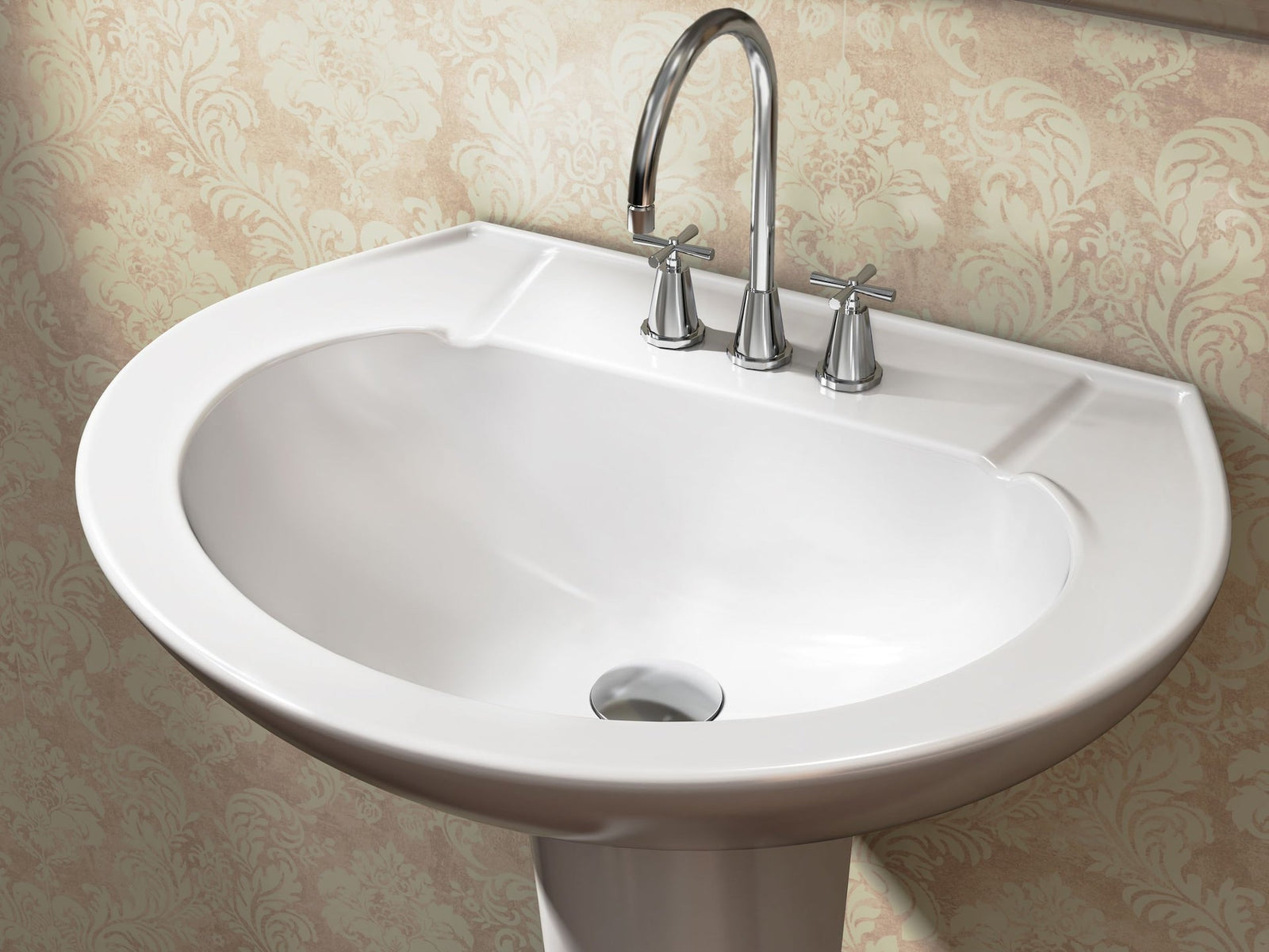 Pedestal Sink with Leg, White, 22.64 x 18 x 33.66-in U9J5 - product image 3