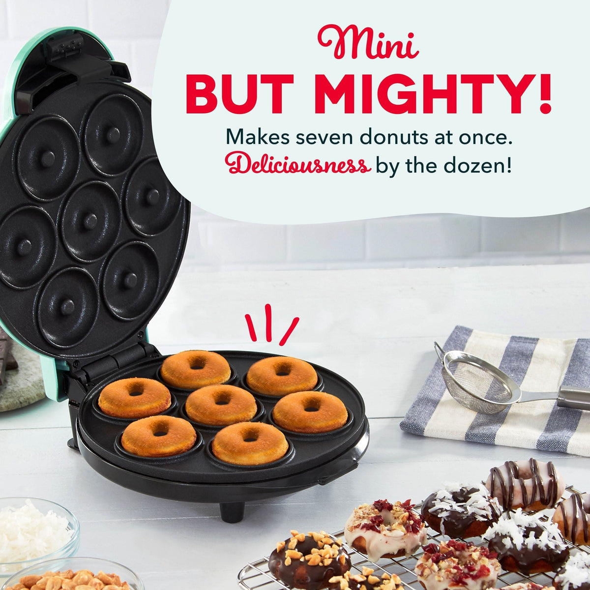 Express Mini Compact Electric Donut Maker, Non-Stick Surface, Aqua B1A2 - product image 6