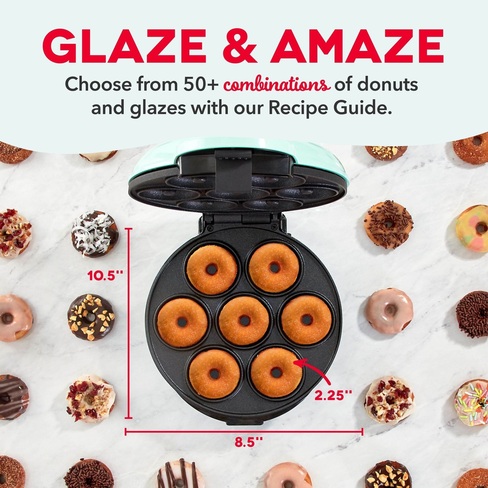 Express Mini Compact Electric Donut Maker, Non-Stick Surface, Aqua B1A2 - product image 8