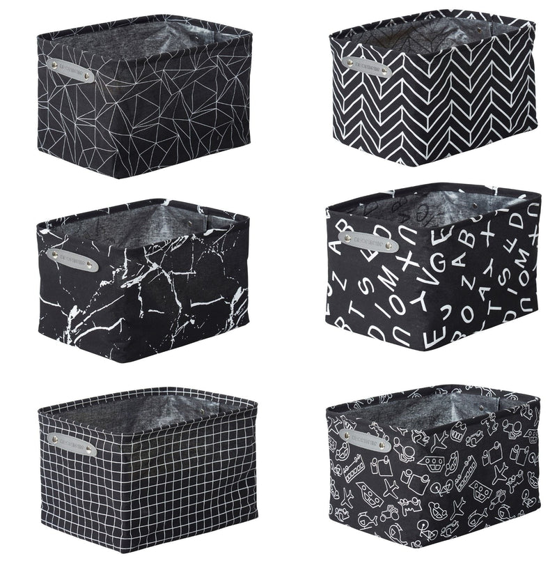 Large Water Resistant Storage Bin, 15-in x 11-in x 9.5-in, 6-pk, White Pattern N3K0