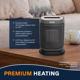 HFX42T15GI Oscillating Compact Ceramic Space Heater, 1500W, Grey N8K5 - product image 4