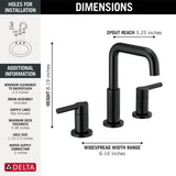 Two Handle Widespread Bathroom Faucet, Matte Black T1B1 - product image 2