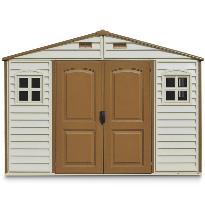 Woodside Vinyl Resin Garden Shed, Brown, 10-1/2-ft x 8-ft C6V5