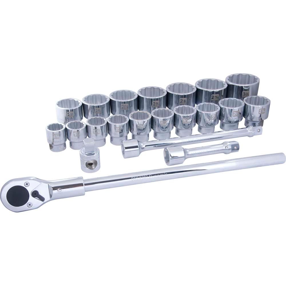 Tools 1-in Drive 12 Point Standard Socket & Attachment Set, SAE, 21-pk E6O0 - product image 1