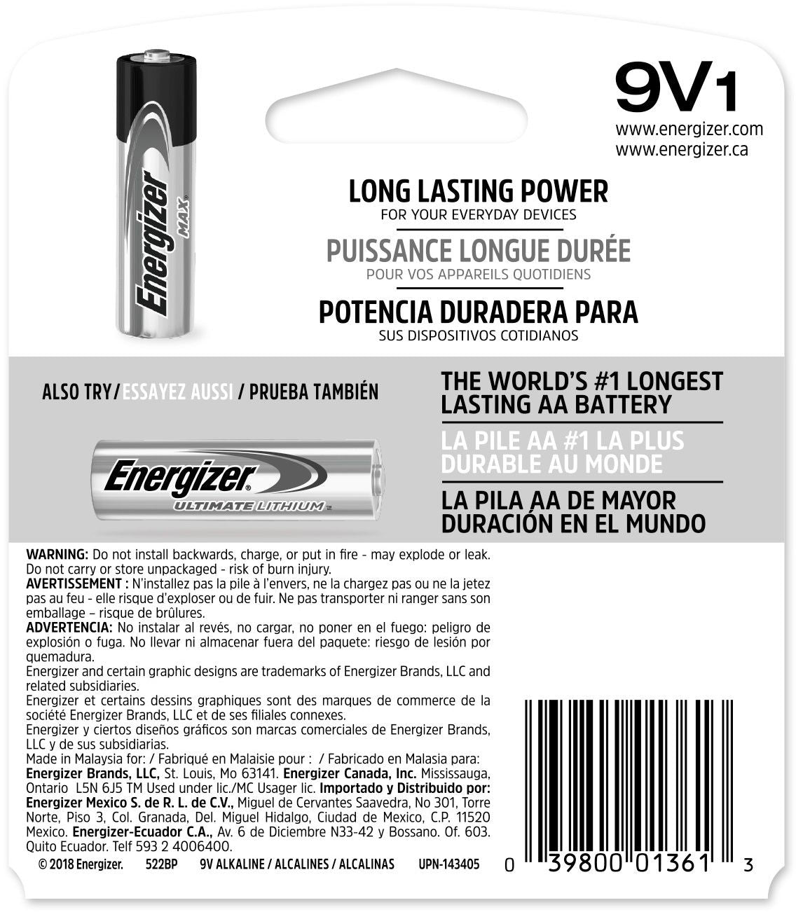 Max 1-pk 9V / 9 Volt Alkaline Battery, Long Lasting, All Purpose U7F1 - product image 3
