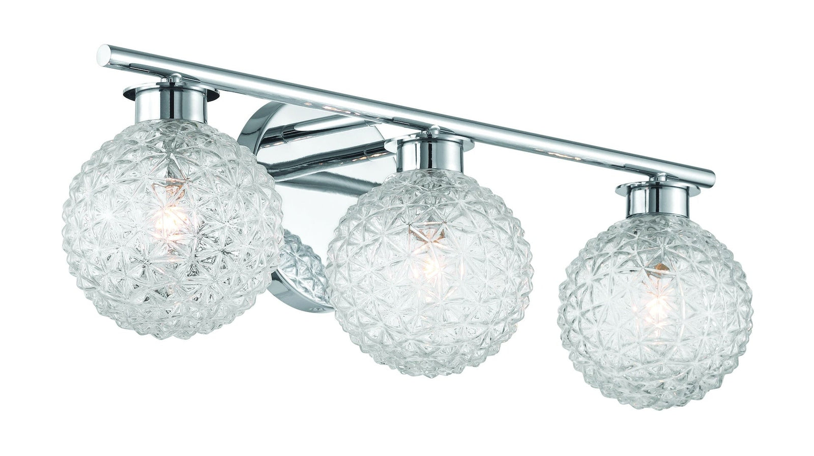 3-Light Chrome Vanity Light with Diamond Shades S0V9 - product image 3