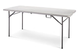 6-ft Portable Plastic & Metal Folding Table with Handle, Grey K5L2 - product image 1