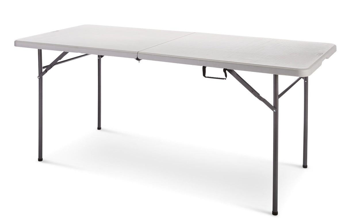 6-ft Portable Plastic & Metal Folding Table with Handle, Grey K5L2 - product image 1