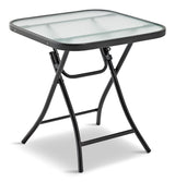 Folding Outdoor/Patio Side Table with Glass Top, Assorted, 18-in F5N7 - product image 1