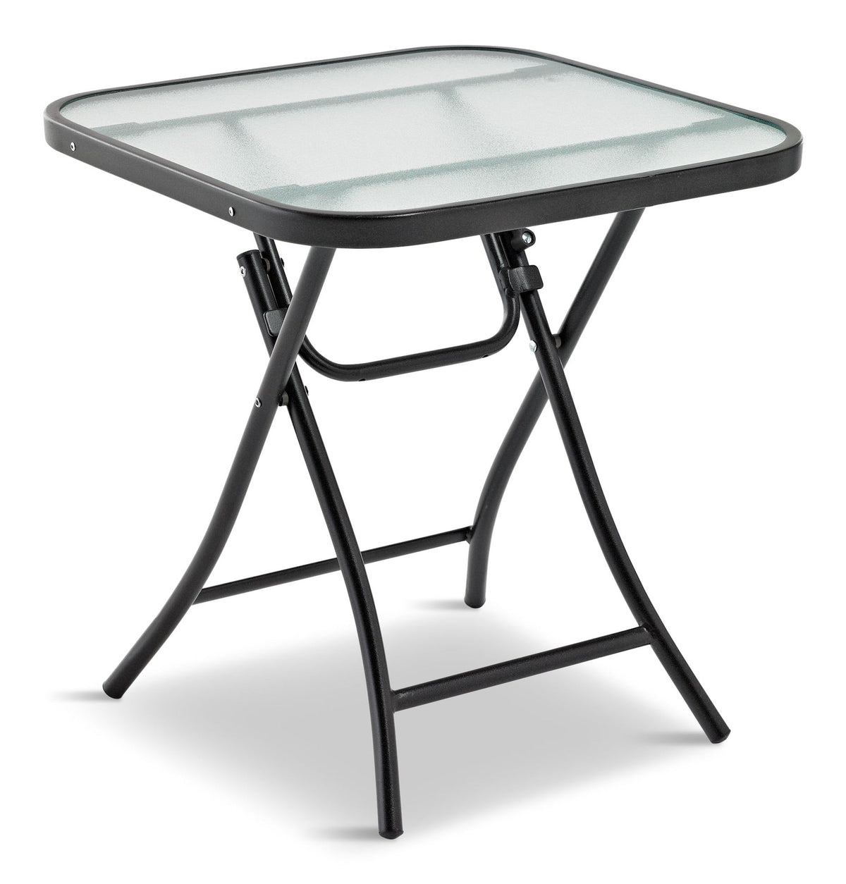 Folding Outdoor/Patio Side Table with Glass Top, Assorted, 18-in F5N7 - product image 1