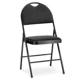 Portable High-Back Upholstered & Padded Metal Folding Chair, Black S7T8 - product image 1