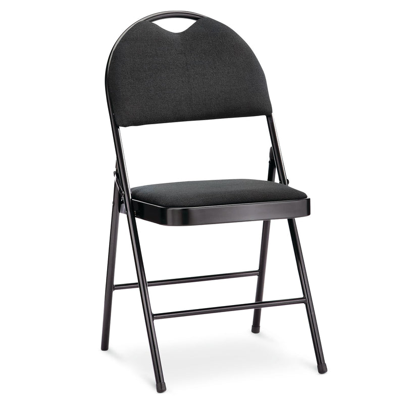 Portable High-Back Upholstered & Padded Metal Folding Chair, Black S7T8